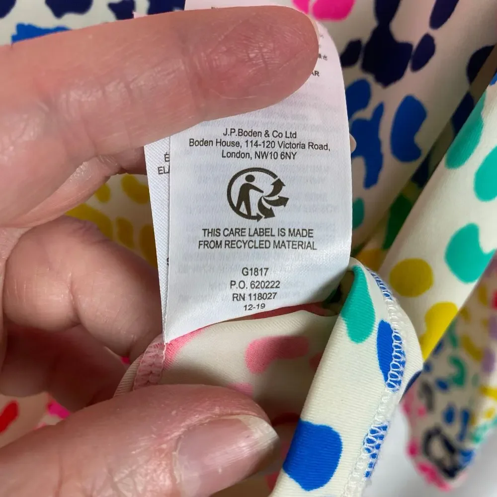 Boden Mini Boden Girls Rainbow Leopard Print Rash Guard Sz.15-16Y